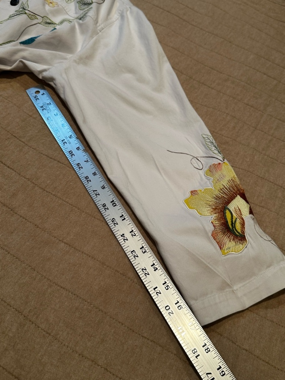White Embroidered Floral Jean Jacket - Picture 16 of 16